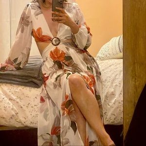 NWT Kate & Lily floral cut out Chiffon Maxi Dress